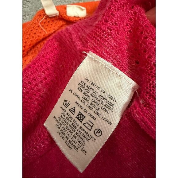 Anthropologie Moth Wool Blend Color Block Orange Pink Small - Picture 5 of 8